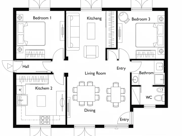 Floor plan, open brief, generated by Nuit F