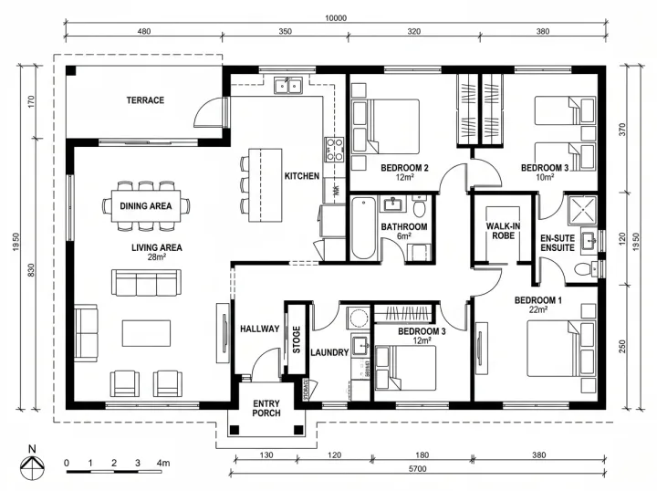 Floor plan, open brief, generated by Nuit N