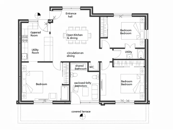 Floor plan, programme given, Nuit F, run 3