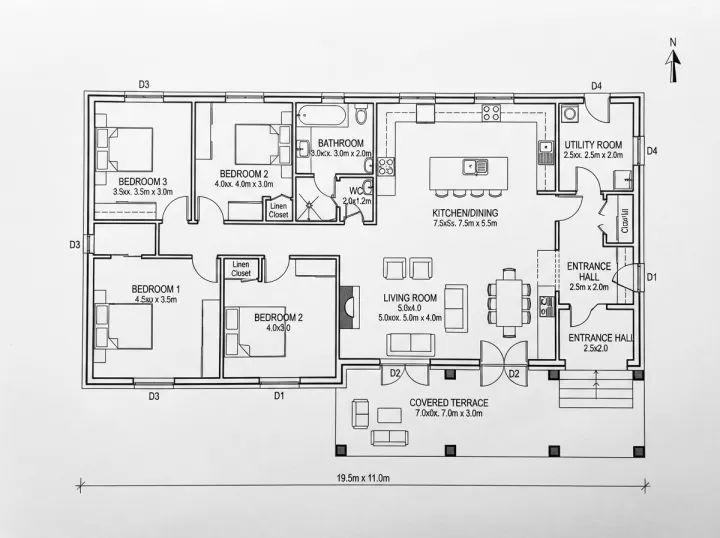 Floor plan, programme given, Light, run 1