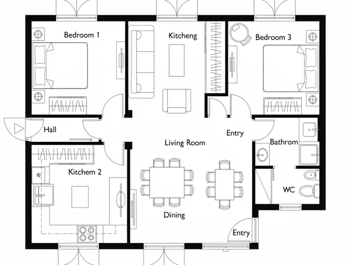 Floor plan, open brief, Nuit F, run 1