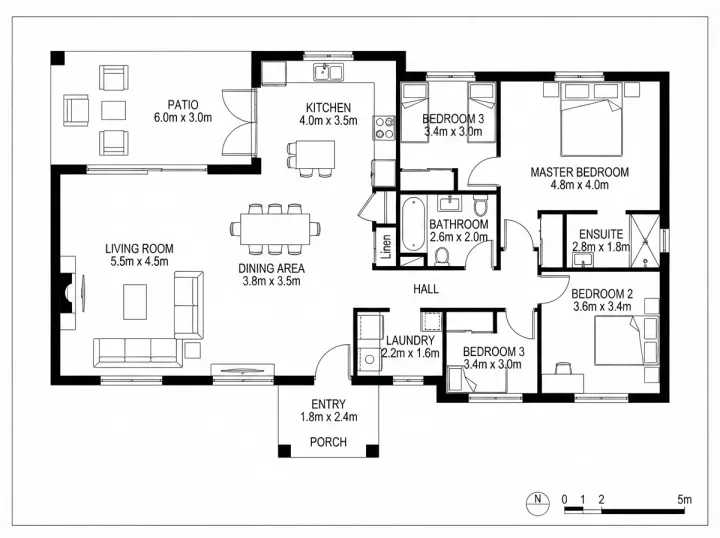 Floor plan, open brief, Light, run 1