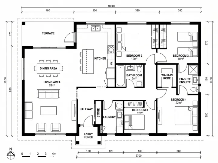 Floor plan, open brief, Nuit N, run 1