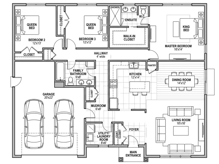 Floor plan, open brief, Nuit N, run 3