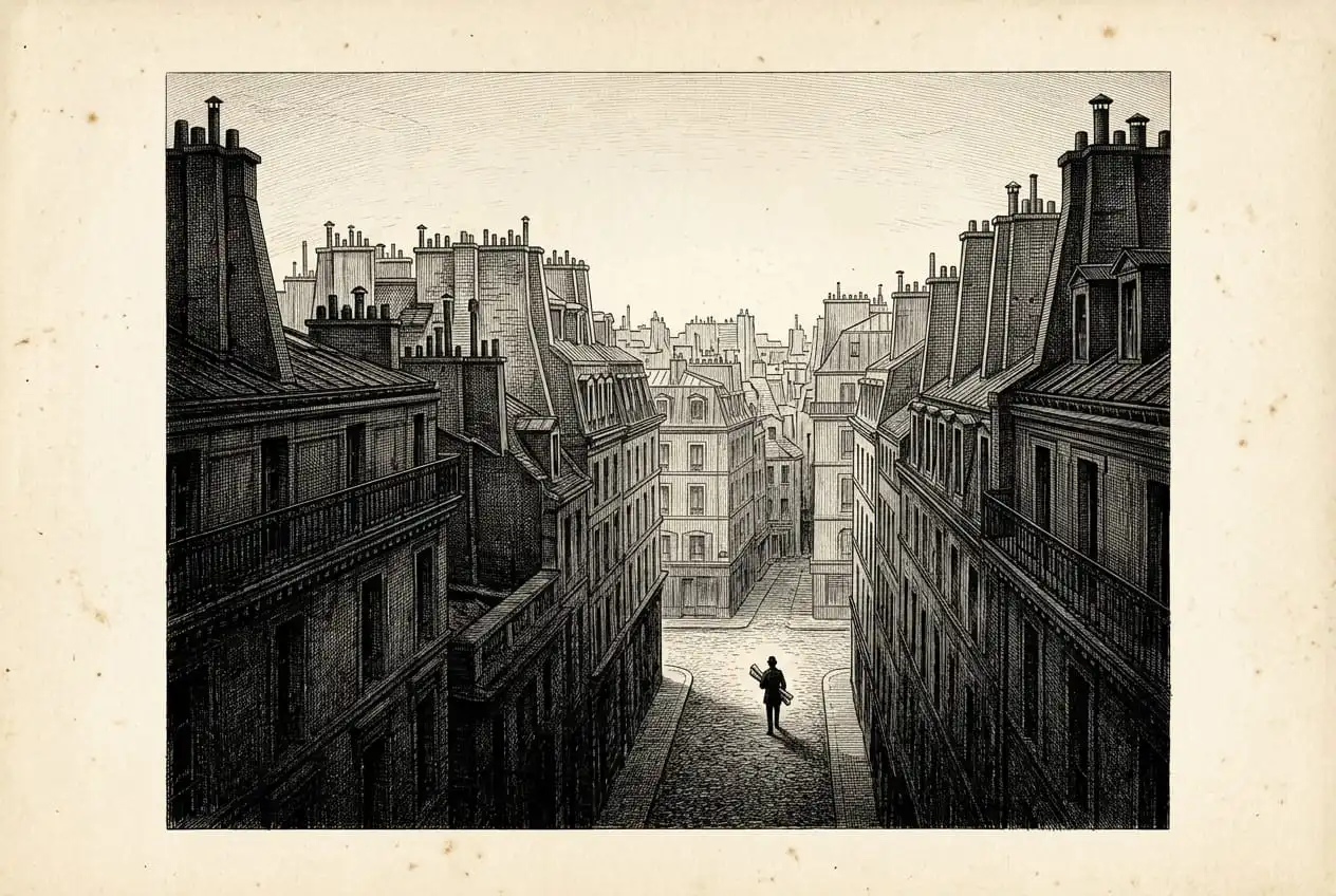 Paris rooftops at dawn